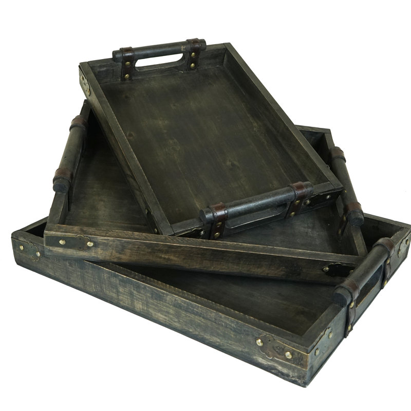 Tara Solid Wood Tray - Set of 3