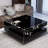 Black High-Gloss Minimalist Designed 2-Tier Square Coffee Table With LED Lights, A Living Room Center Table.