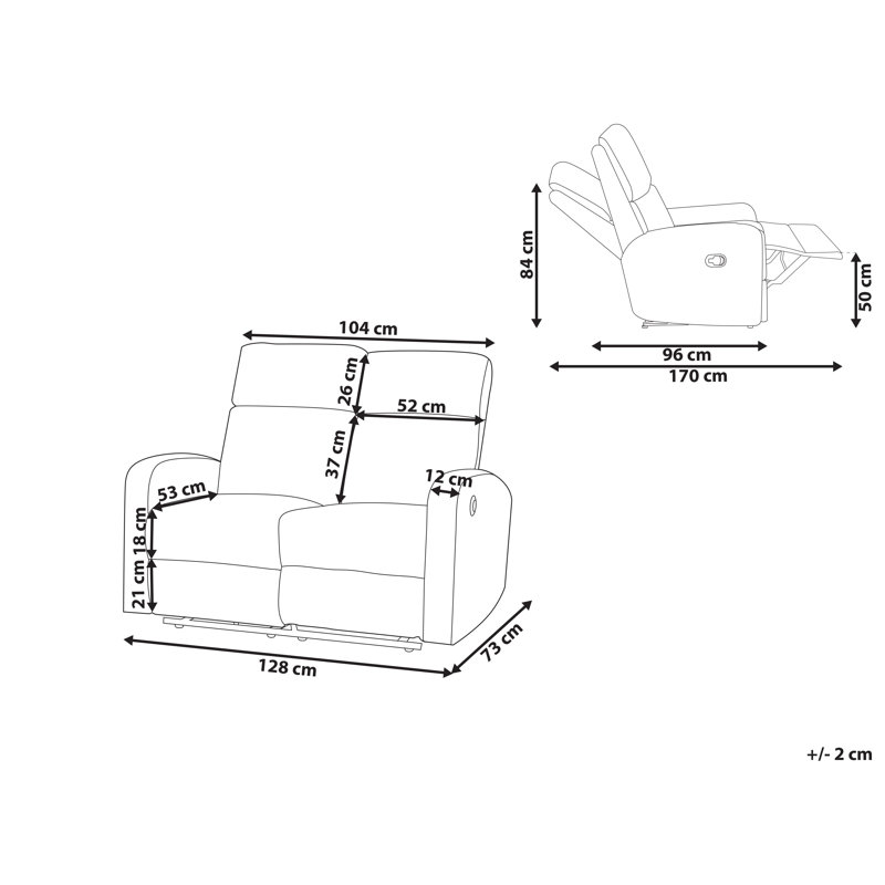 Amyerra 128cm Wide Wall Recliner Standard Recliner, Power - Push Button