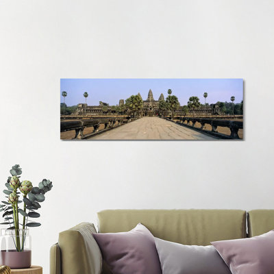 Path Leading Towards an Old Temple, Angkor Wat, Siem Reap, Cambodia 1 Piece Wrapped Canvas Panoramic Wall Art