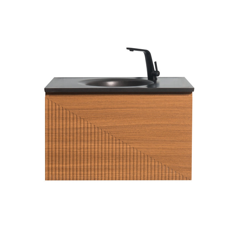 Koziel 30 po L x 21 po P 2 tiroirs Meuble-lavabo avec évier simple et Comptoir en Quartz noir