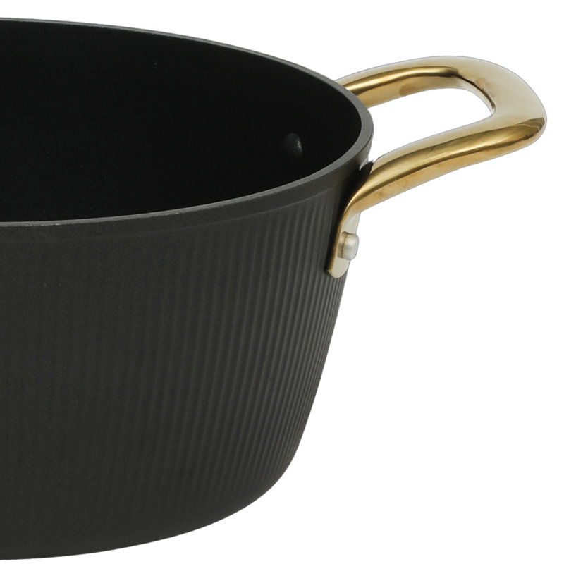 Cocotte en aluminium antiadhésive noire avec couvercle en verre Oster Abbottsford, 4,4 pintes