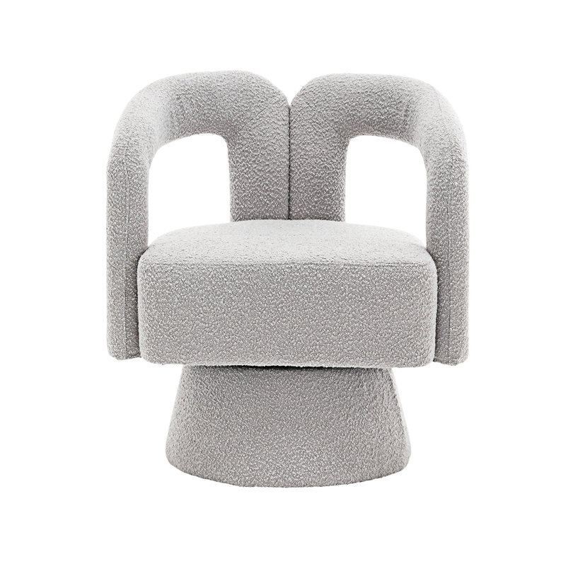 Accent Swivel Armchair Barrel Chair, Light Gray Boucle