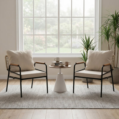Outdoor Patio Rope Armchair With Cushions