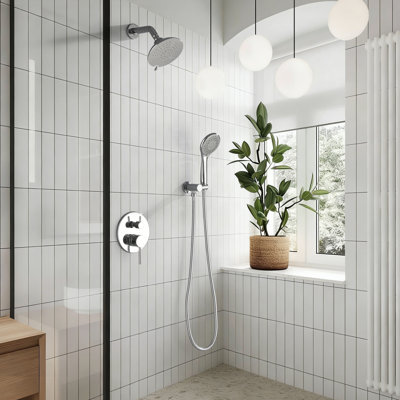 Système de douche mural complet en laiton massif, ensemble de douche 5 fonctions avec valve brute