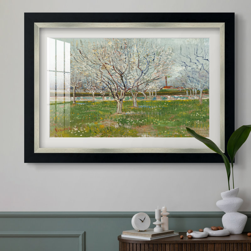 Verger en fleurs (pruniers), 1888 - Vincent van Gogh - Estampe encadrée sur mesure, 16x22 INNER SIZE, Framed Print with Mat