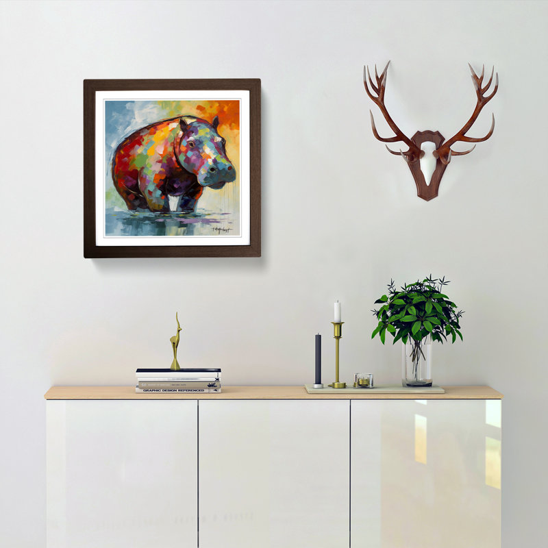 Hippo Abstract - Framed Print, Walnut