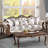 Albiery Upholstered Sofa with 5 Pillows In Beige and  Cherry