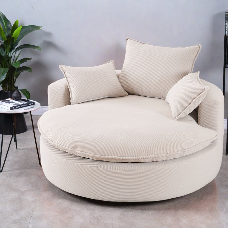 Chaises d'appoint confortables et modernes, revêtement en velours côtelé, pivotant sur 360 degrés pour un usage domestique