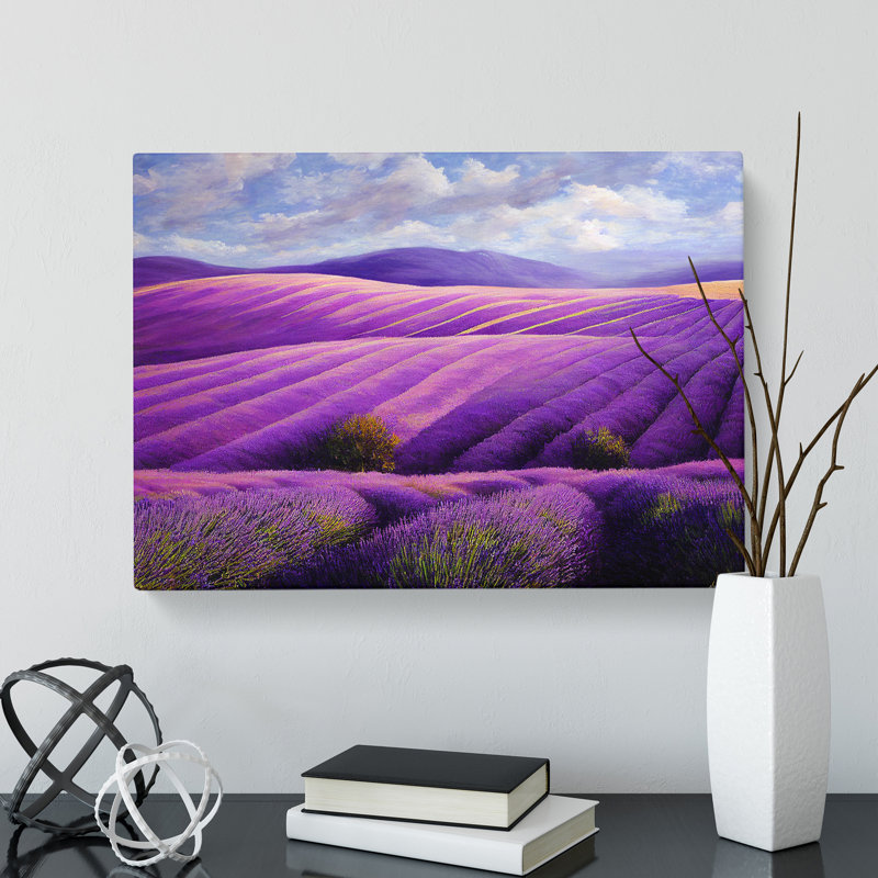Brave Lavender Flower Field - Wrapped Canvas Painting, 40cm H x 60cm W x 3cm D