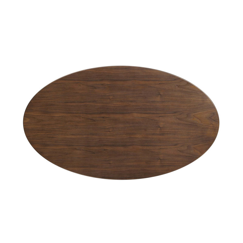 Lippa 48" Oval Wood Grain Dining Table, Walnut, Black