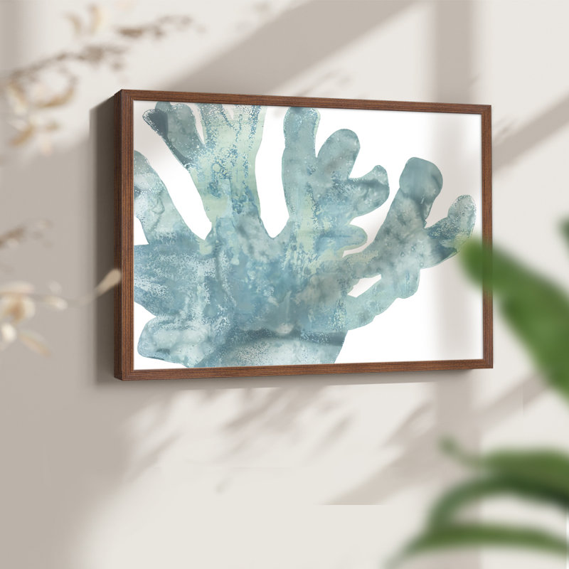 Blue Macro Coral I -Framed Print - Restickable, 11" H x 14" W, Noyer