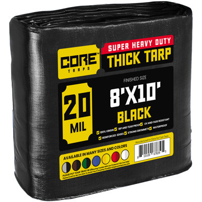 Black 20 Mil Heavy Duty Polyethylene Tarp, Waterproof, UV Resistant