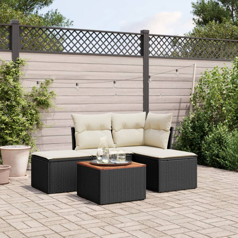 Ensemble de canapé de jardin Vidaxl noir et crème