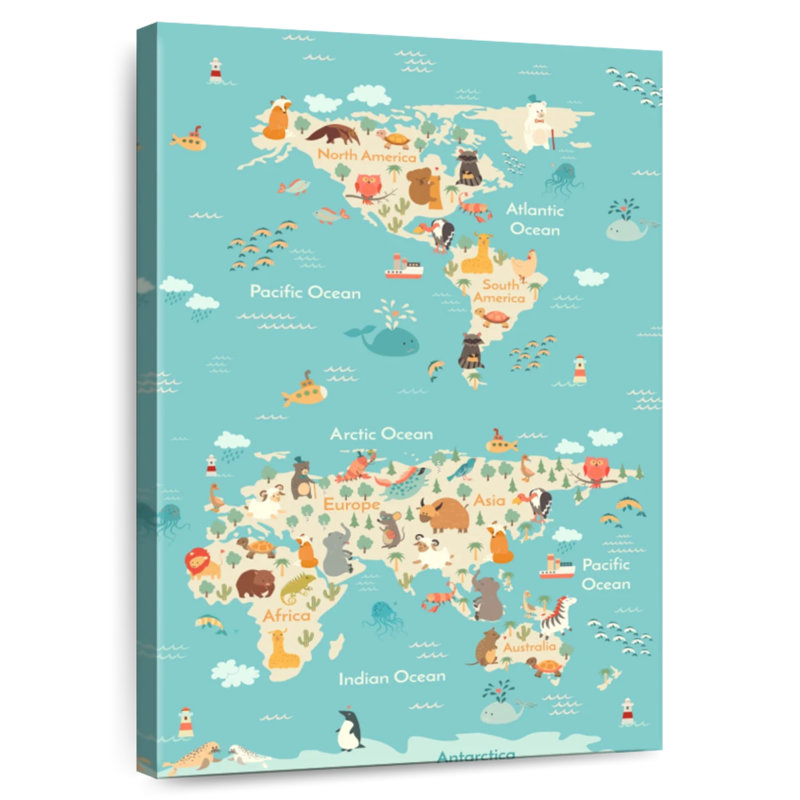 Carte du Continent des animaux Aliaz, H 30 po x l 20 po