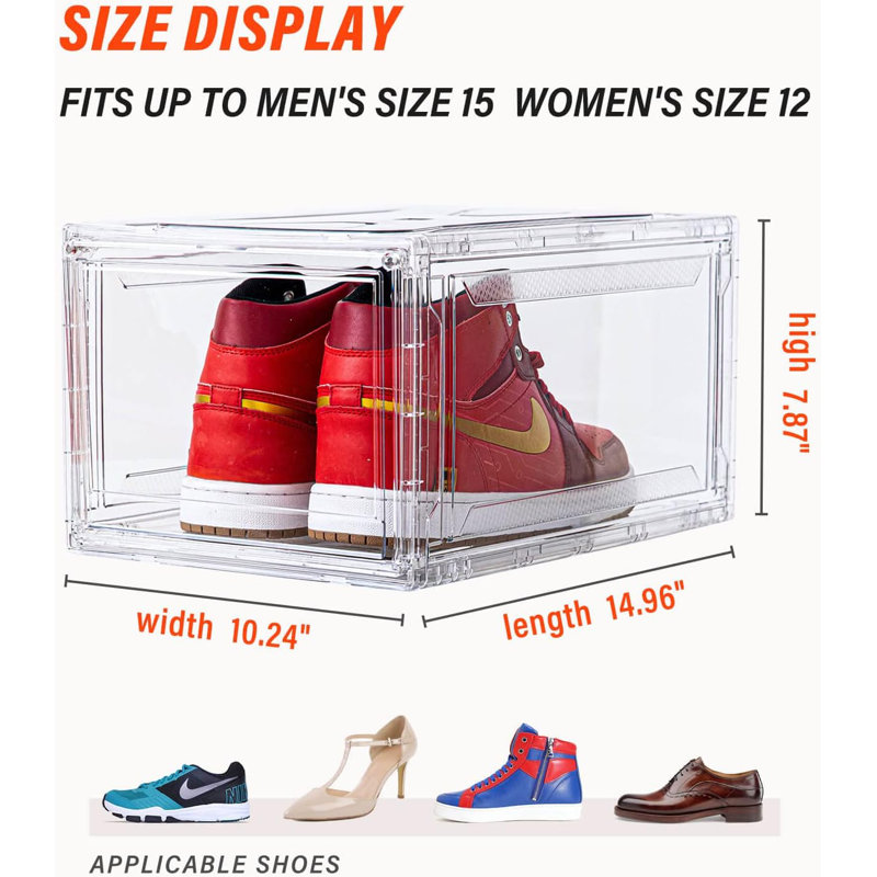 Boîtes à chaussures empilables en plastique transparent avec porte magnétique - Protection contre les rayons UV et rangement pour chaussures peu encombrant