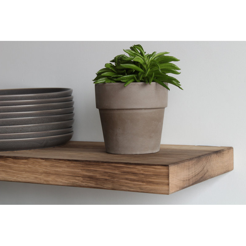 Geller 2 Piece Oak Floating Shelf, Oiled Torched Oak, 1.75" H x 48" W x 11" D
