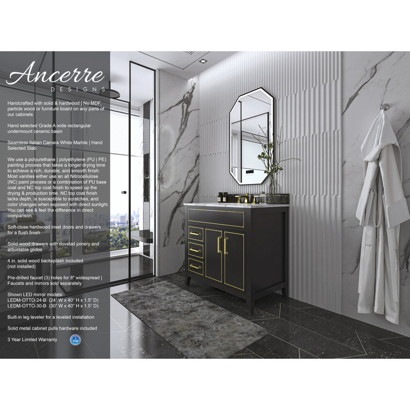 Aspen 36'' W Single Vanity, Gold, Black Onyx
