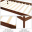 Twin Size Wood Platform Bed With Headboard, Walnut Color And Firm Foundation Headboard Slat Support For