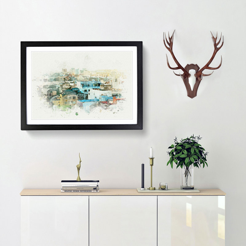 Rooftop View of Gran Canaria in Abstract - Picture Frame Graphic Art Print, 50cm H x 76cm W x 2cm D, Black