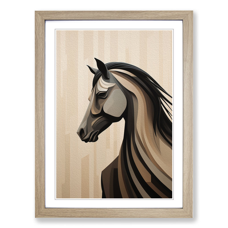 Horse Minimalism No.2 - Framed Print, 34cm H x 25cm W x 2cm D, Oak Framed