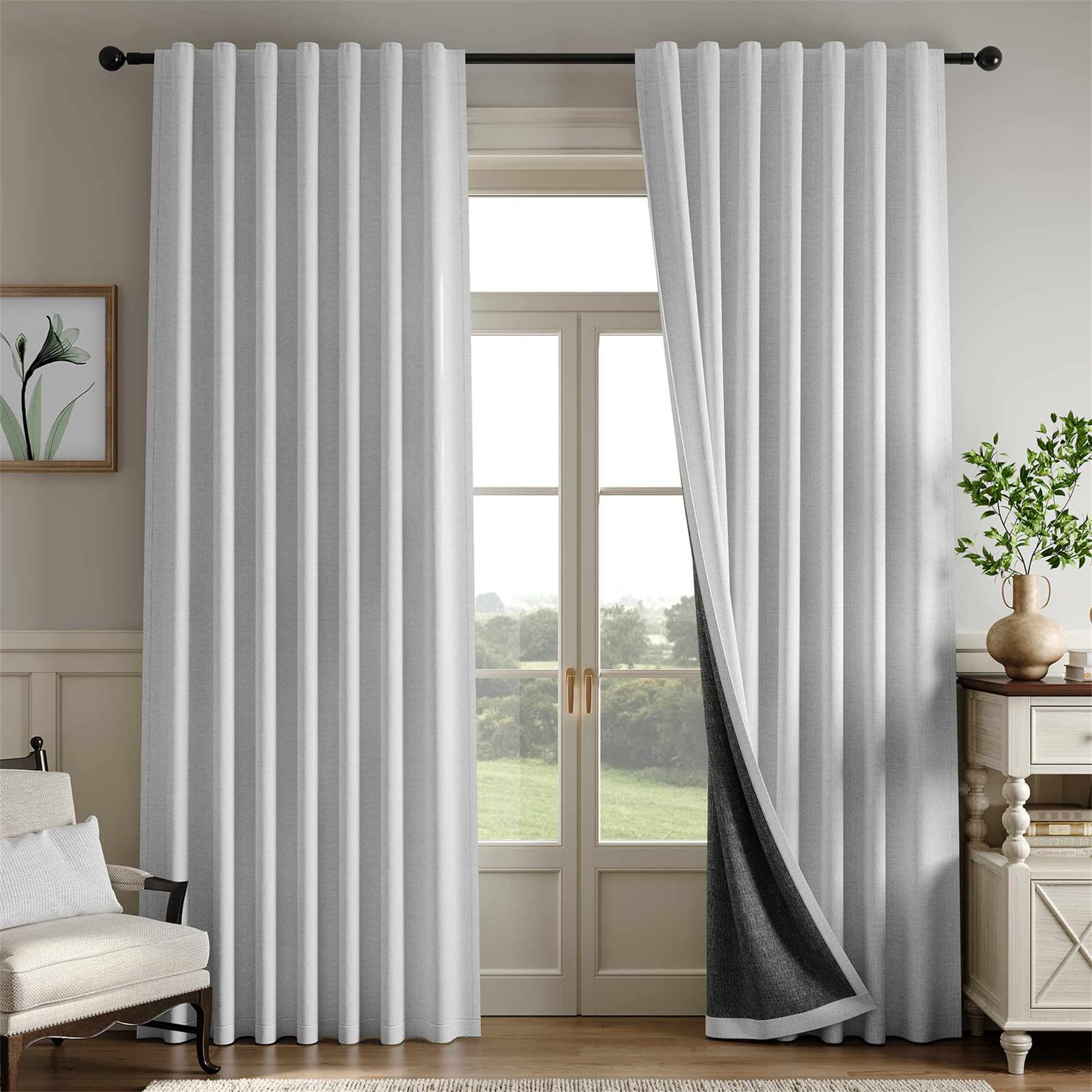 Hokku Designs 100% Blackout Curtains 80 Inch, Linen Textured Room ...