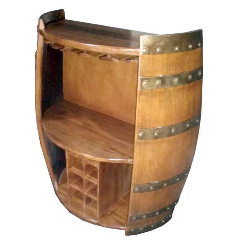 6 - Bottle Solid Wood Wine Bottle & Glass Rack in Brown