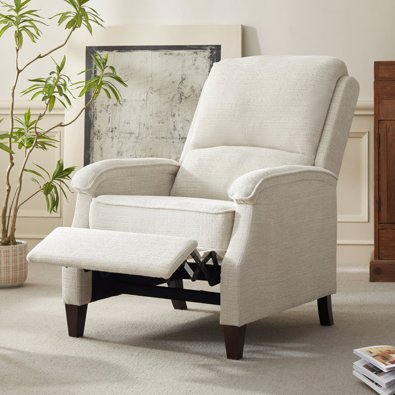  Fauteuil inclinable manuel rembourré de 30,3 po de largeur pour salon, Tissu crème