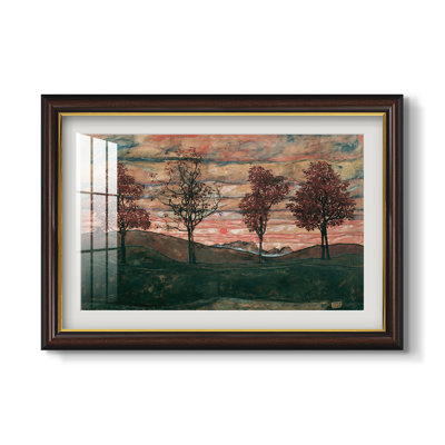 Quatre arbres (Vier Bäume), 1917 - Egon Schiele - Estampe encadrée sur mesure