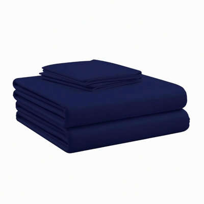 Luxury Cotton Comfort Twin XL Bedding Set - 500 Thread Count Navy Blue Sheets & Comforter for Dorm Room. Fits 16" Deep Pocket.
