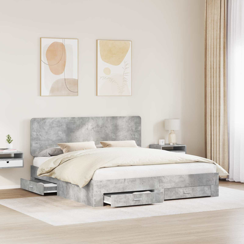 Bed, 180 x 200cm, Concrete Grey