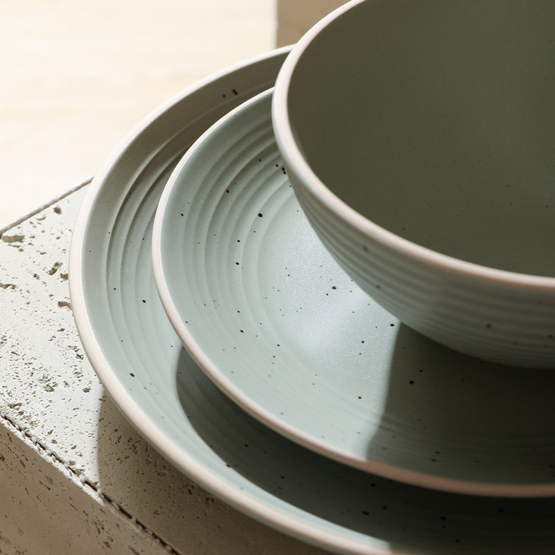 Stone Lain Lauren 16-Piece Dinnerware Set Stoneware, Green