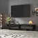 Modern Black TV Stand With Drawer And Open Storage – Featuring A Sleek Marble Finish And Metal Handles For Elegant Living Spaces