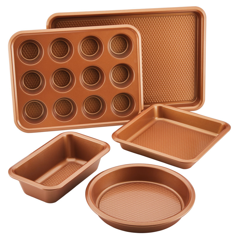 Ayesha Curry Bakeware Nonstick Baking Pans Set, 5 Piece, Copper
