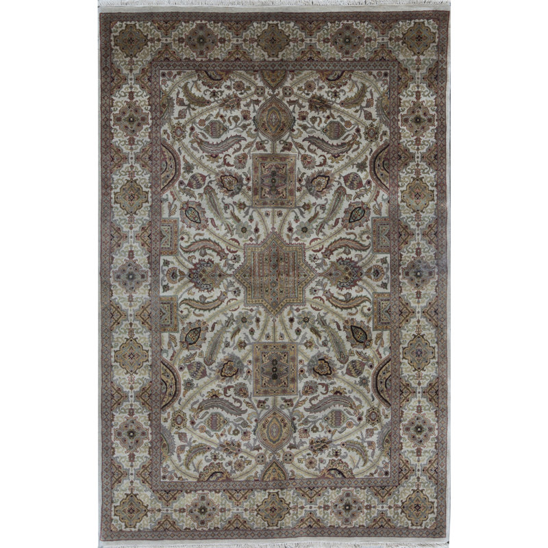 Magnolia Wool Oriental Area Rug in Beige/Brown