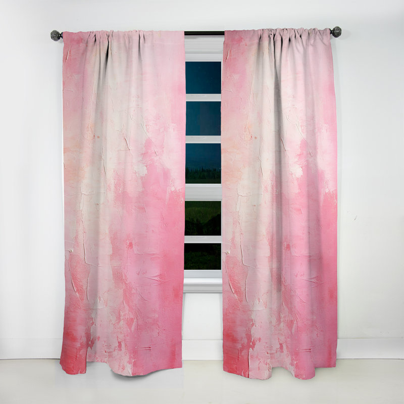 Rideau floral obscurcissant or et rose à motif abstrait rivière IV - fuchsia - 1 panneau, L 52 po x L 120 po