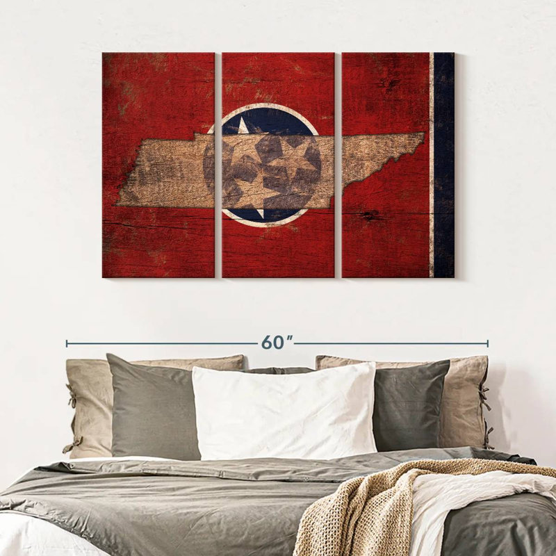 «State Map Over Tennessee Flag», reproduction sur toile, H 32 po x l 50 po x P 1,25 po