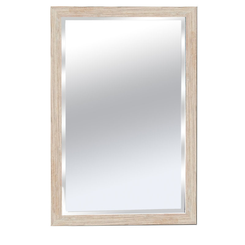 Cocopah Wood Flat Wall Mirror, White