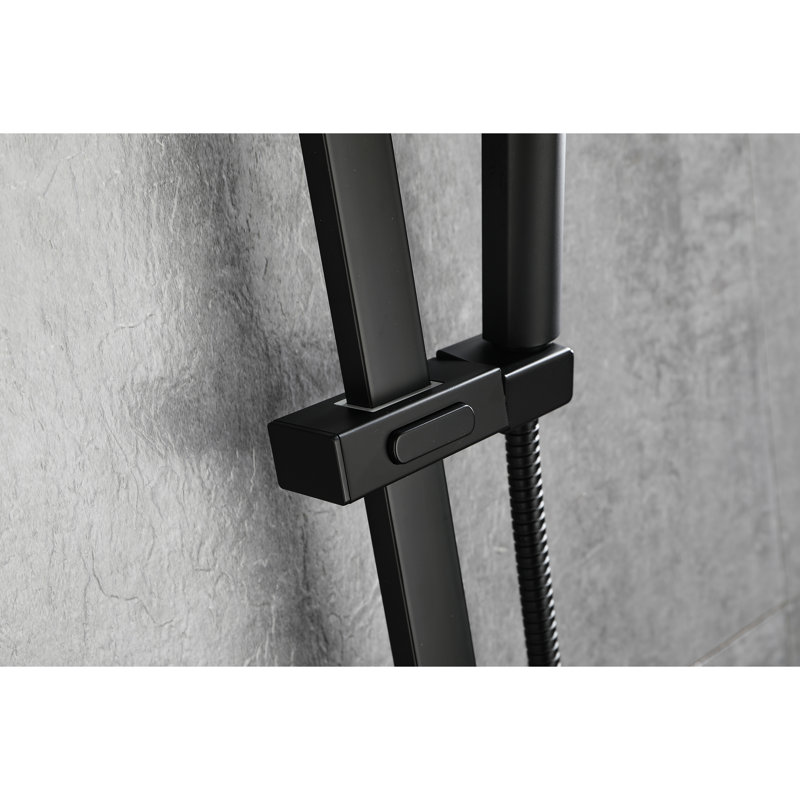 Douchette à main en acier inoxydable noir mat, barre coulissante de 28 pouces, boyau de 59 pouces, hauteur réglable, réglages de jet fonctionnels pour la détente et utilisation de chaise réglable avec plusieurs modes de bain,