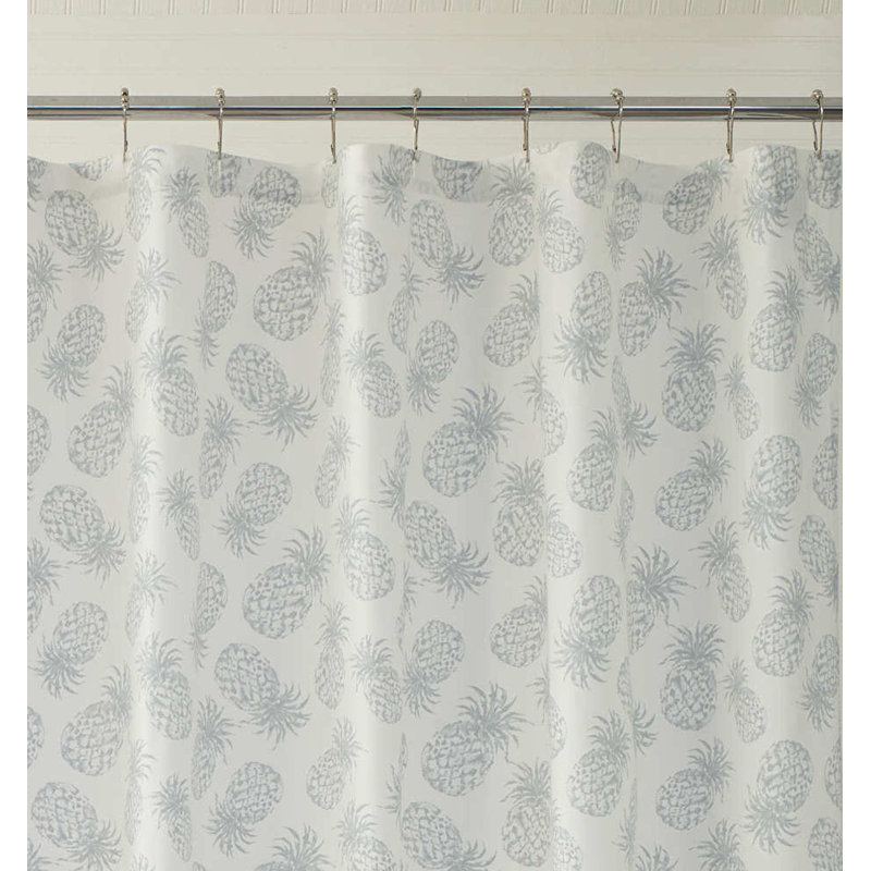 Tossed Pineapple Cotton Single Shower Curtain, Gray