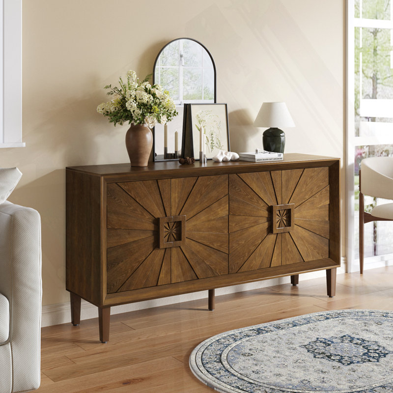 Credenza - Armoire de rangement symétrique Sunburst, Marron antique
