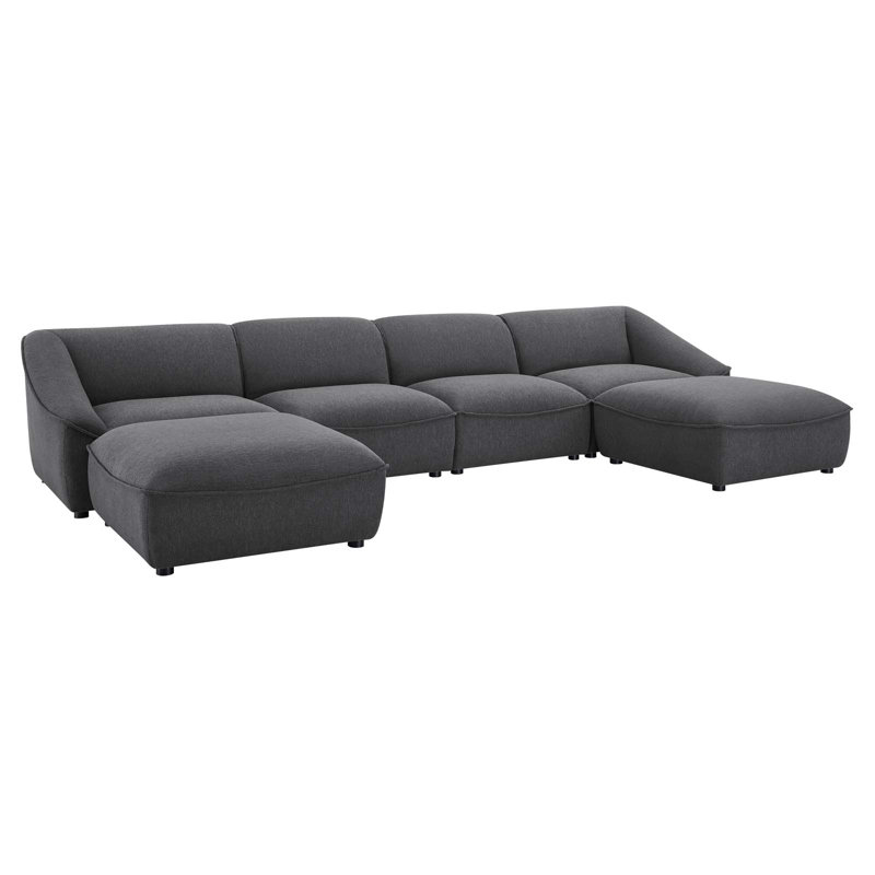 Ensemble de salon 6 pièces Comprise, 100 % polyester - gris anthracite