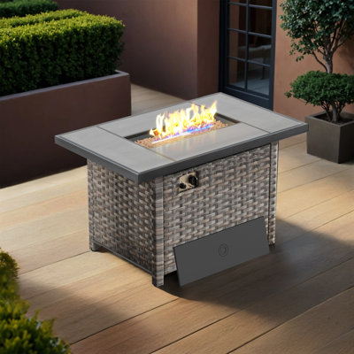 Allcot Wicker/rattan 42" Fire Pit Table With Lid