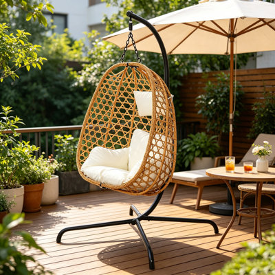 Wicker Hanging Egg Chair With Stand