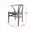 Fauteuil d'appoint Boho Mid-Century Wishbone en similicuir compact noir profond pour petits espaces
