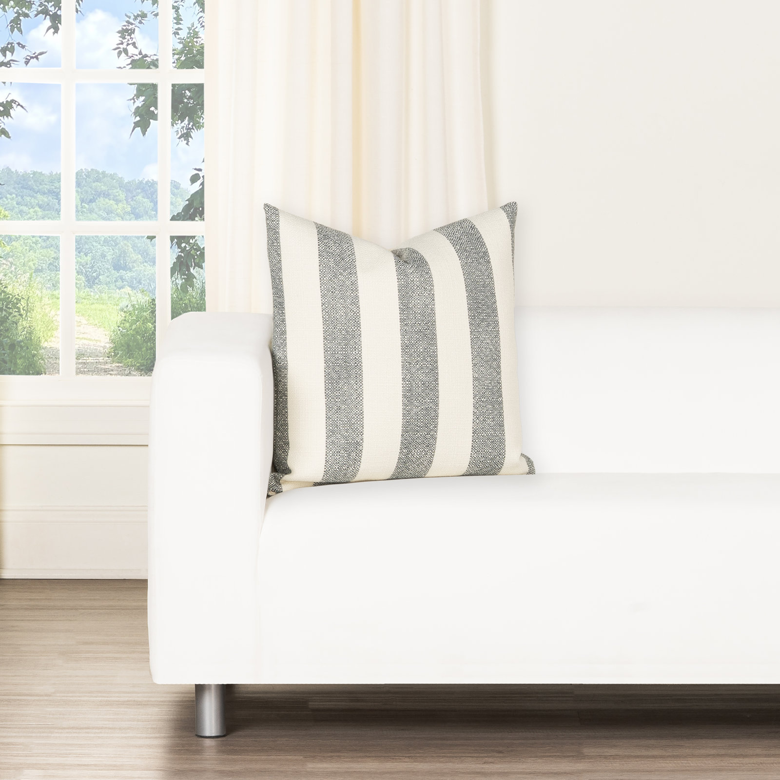 Birch Lane Harding Throw Pillow Throw, Blue Striped, Polyester, Square 26"