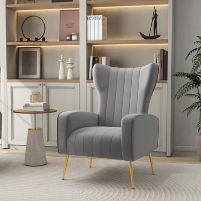 Joshy 83 Cm Wide Velvet Wingback Chair
