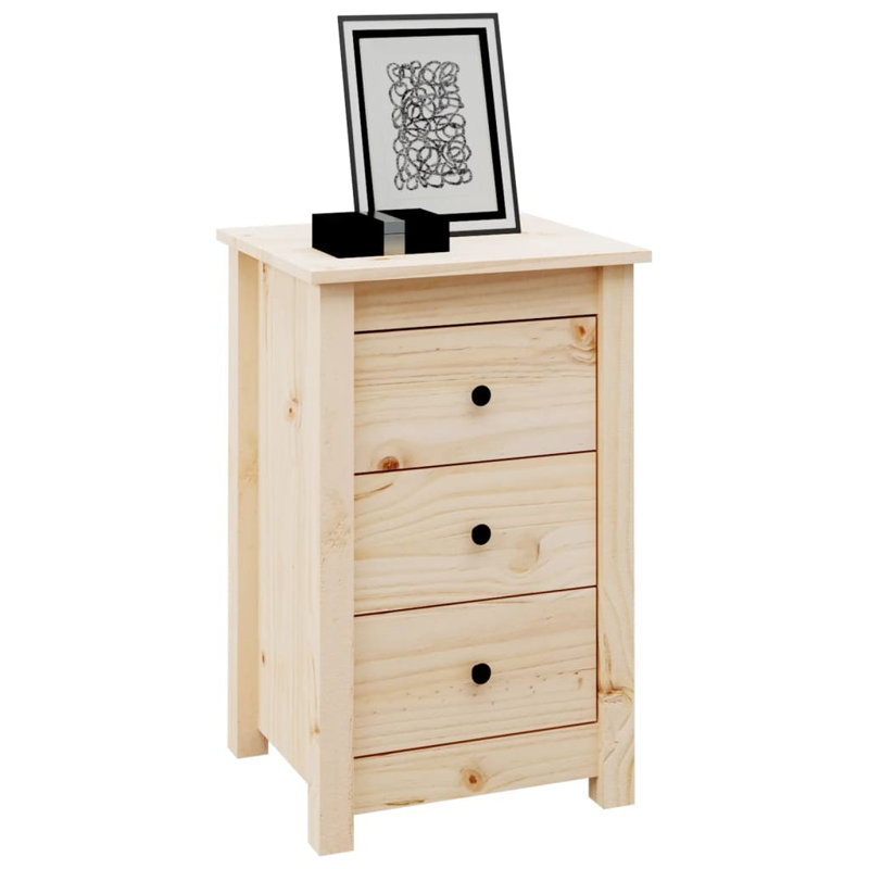 Poulson 40cm W Solid Wood Bedside Table, Brown