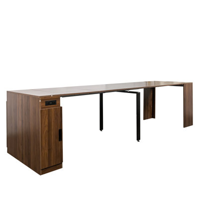 Modern Multifunctional Extendable Dining Table With Outlet, Space Saving Expanding Table With Storage For Party, Weddings, Meetings, Celebrations
