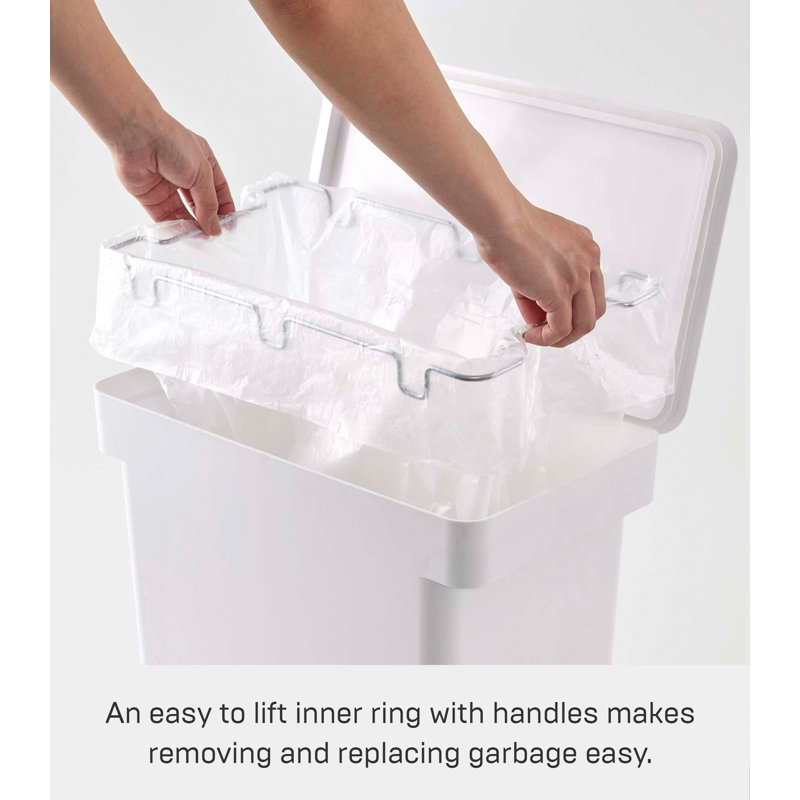 White Airtight Rolling Kitchen Trash Can with Wheels
